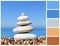 Stack of pebble stones at the beach with palette color swatches