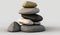 Stack Of Pebble Stones On White Background, Generative Ai