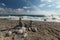 Stack of pebbles balancing on a beach