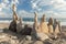 Stack of pebbles balancing on a beach