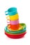 Stack of plastic corlorful cups and plates - perfect for picnic