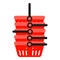Stack plastic shop basket icon, flat style