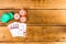 Stack of poker chips and aces on wooden background, poker chips spread, big blind, dealer, poker concept