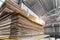 Stack prepared pile of used compressed corrugated cardboard and waste paper wrap collected for recycling and reuse at