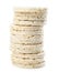 Stack of puffed rice cakes isolated