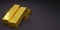 Stack of Pure gold bars on dark background with space for text. Stacked fine gold bars 1000g. Gold bars and Financial concept,