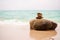 Stack pyramid stone zen pebbles nature on big rock at coast