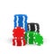 Stack of realistic multicolored casino chips vector gambling tokens for playing lucky fortune game