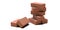 Stack of red ceramic bricks isolated on white background. Preparing a construction of brickwork. 3d illustration