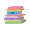 Stack of retro books in colorful covers. Cute textbook. pile literature for learning and reading