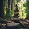 Stack of Rocks on Forest Floor