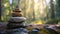 Stack of Rocks on Forest Floor