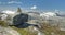 A stack of rocks at the summit of  Mount Dalsnibba above Geiranger Fjord, Norway