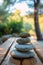 Stack of Rocks on Wooden Table