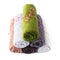 Stack roll bath towels colorful textile objects