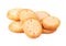 Stack round cracker isolated on white background. Dry cracker cookies isolated. Salty snacks isolated