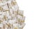 Stack Russian cash or banknotes of Rusia rubles scattered on a white background isolated The concept of Economic, Finance