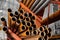 Stack of rusty cold rolled tubes in industrial complex storage