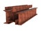 Stack of rusty I-beams. Metal products. 3d illustration