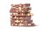 Stack of seven chocolate bars rotated