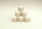 stack in the shape of a pyramid of stacked wooden cubes 3d rendered