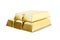 Stack of shining gold bars on white