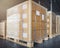 Stack of shipment boxes on wooden pallet. Cargo & shipping warehousing, Logistics and transportation