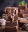 Stack of square brownie pie