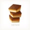 Stack of square chocolate caramel shortbread cookies. Traditional delicious British dessert for everyday lunch. Isolated vector