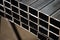 stack? of square? steel tubes? profile or pipes for construction supplies and welding works