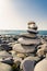 Stack stones on the coast of the sea