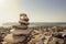 Stack stones on the coast of the sea