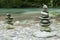 Stack of stones near water stream in Soca valley, Slovenia
