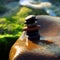 Stack of stones, pebble balance at beach