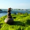 Stack of stones, pebble balance at beach