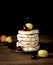 Stack of Tasty Homemade Pancakes with Fresh Fruits Vertical Dark Photo Tasty American Pancake