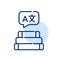 Stack of textbooks with foreign language speech bubble. Pixel perfect icon