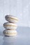 Stack of Three Coconut Macarons with Vanilla Cream