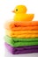 Stack towels and rubber duck
