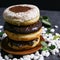 Stack of triple sweet Chocolate Donuts