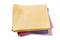 Stack of various different sticky post note pads white background