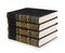 Stack of vintage books black with gold pattern