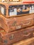 Stack of vintage suitcases