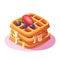 Stack of waffles with different berries and cream. Generated AI