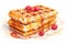 A Stack of Waffles With Raspberries Painting