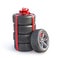 Stack of wheels in the gift label isolation on a white background.