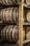 Stack of whisky in oak barrels