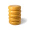 Stack of whole yellow cheeses