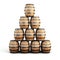 Stack of wooden barrels