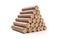 Stack wooden briquettes